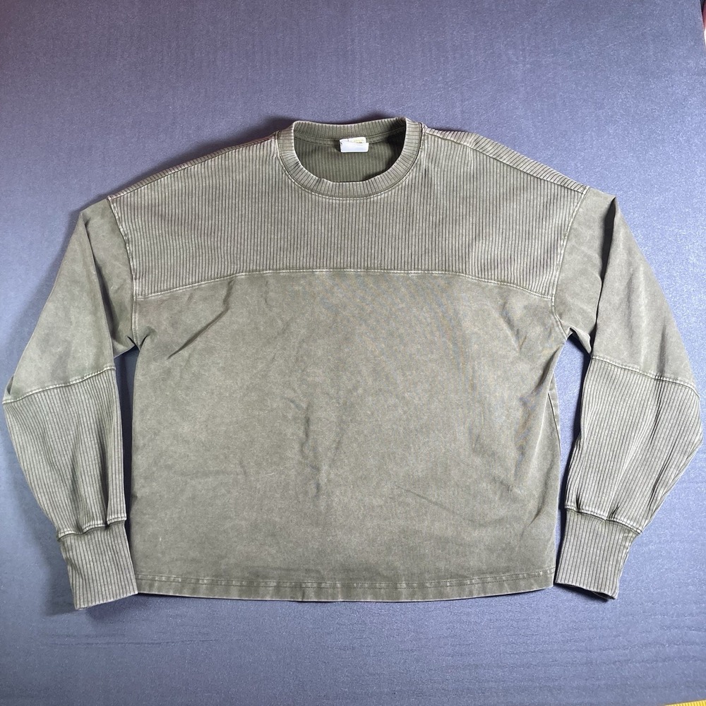 OFFLINE by Aerie Women's Green Ribbed Knit Crewneck Pullover Sweater S/P